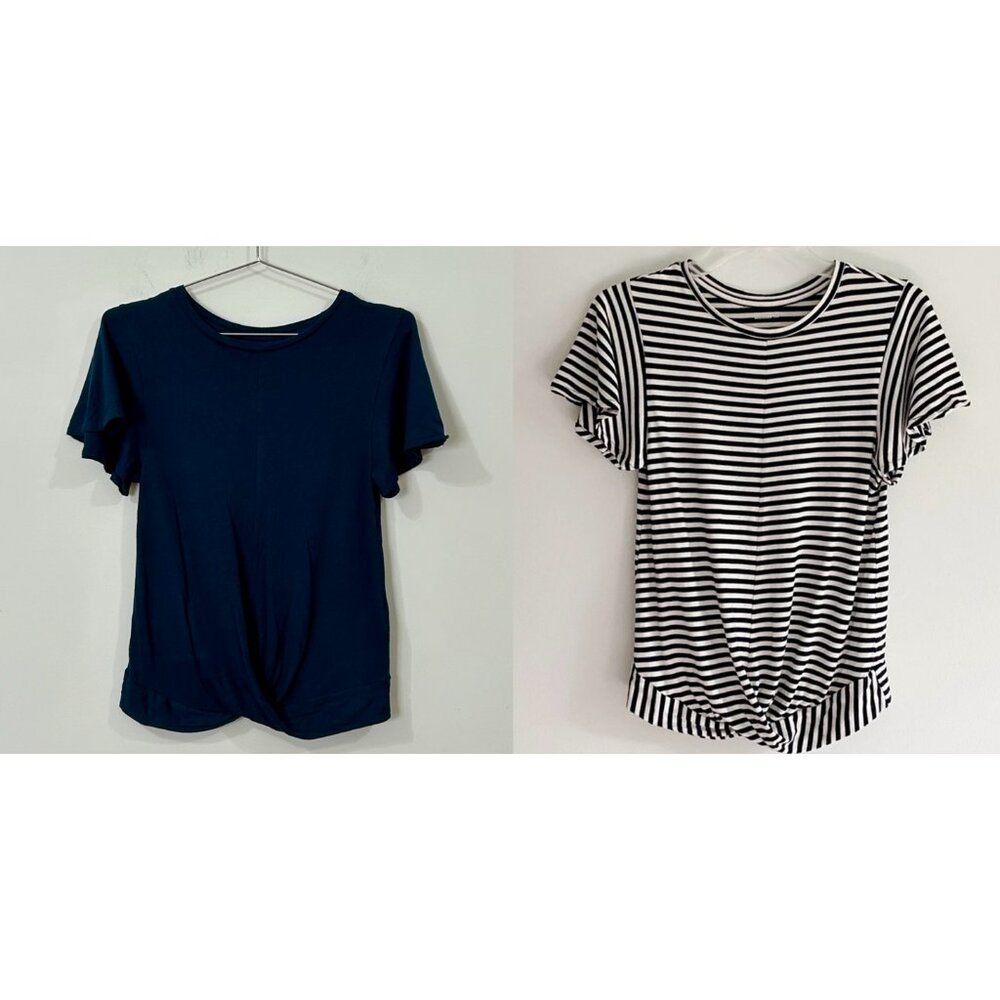BANANA REPUBLIC Knit Tee Lot Sz S Short Sleeve Knot Hem Flutter Modal Blend